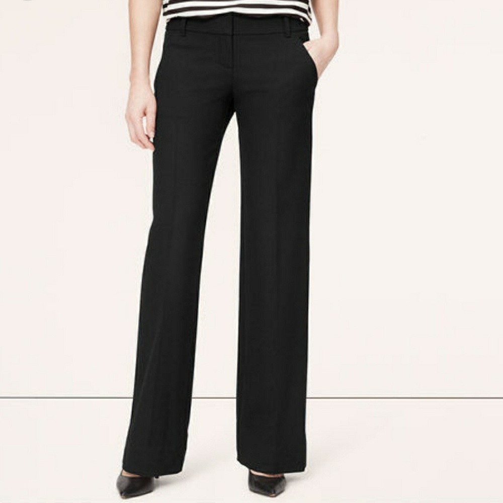 LOFT Marisa Cut Wide Leg Black Pants Size 4